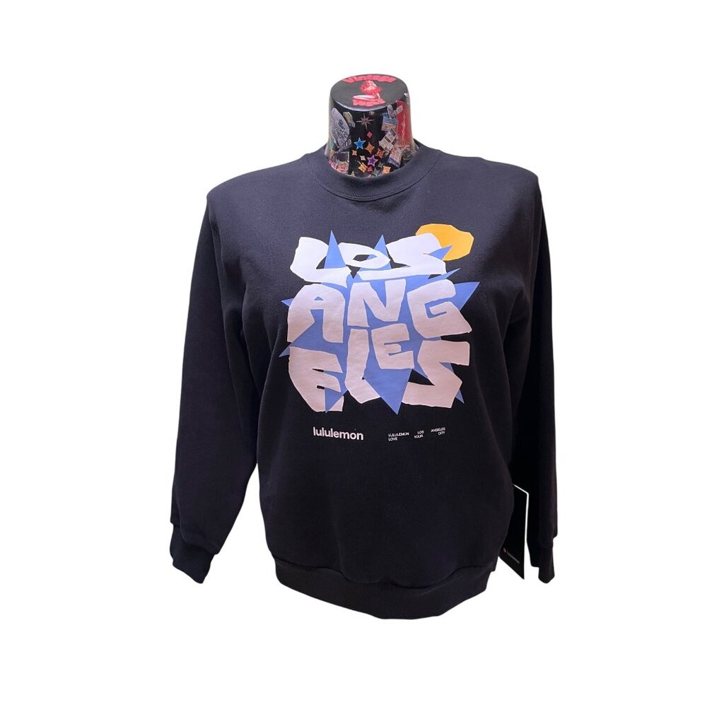 Lululemon Los Angeles Steady State Crewneck Sweatshirt XS Black Cotton Blend